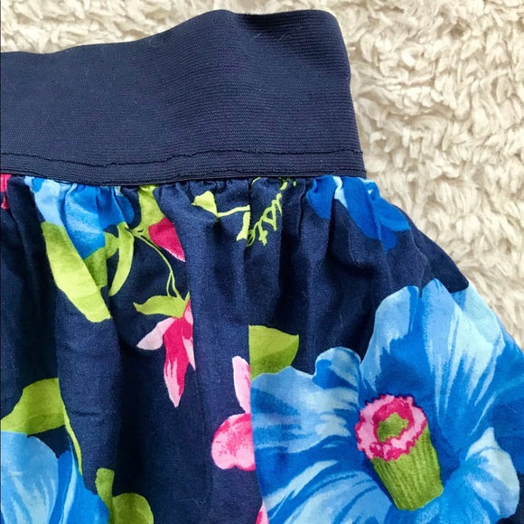 Hollister Floral Navy & Pink Flared Mini Skirt - Picture 2 of 5